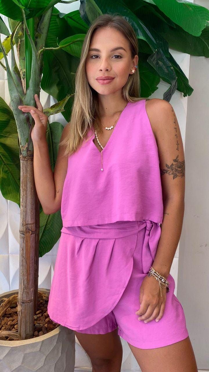 CONJUNTO CROPPED E SHORT TRANSPASSADO